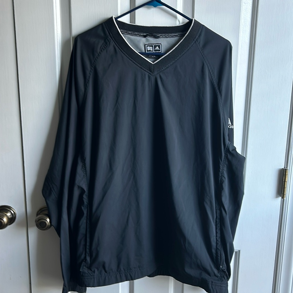 Adidas Windbreaker Men’s Large Black V-neck Longsleeve